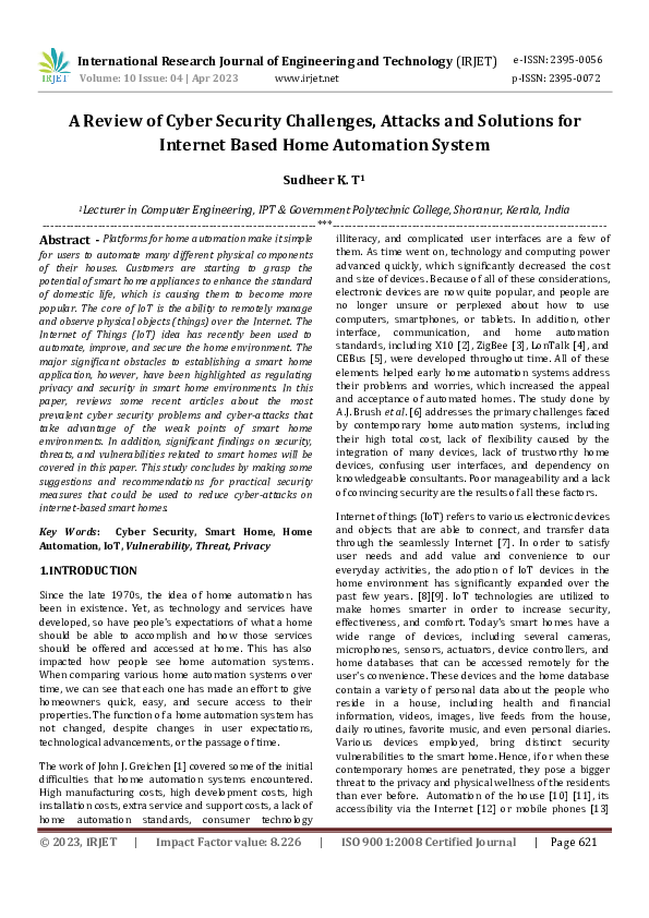 (PDF) A Review of Cyber Security Challenges, Attacks and Solutions for ...