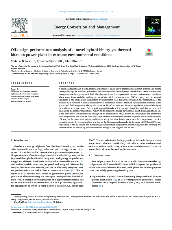 (PDF) Off-design performance analysis of a novel hybrid binary ...