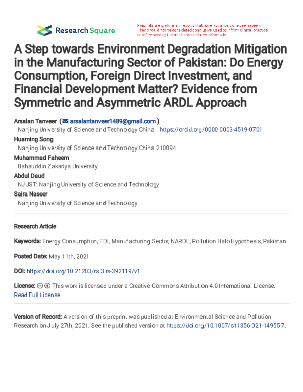 (PDF) Unveiling the asymmetric impact of energy consumption on ...