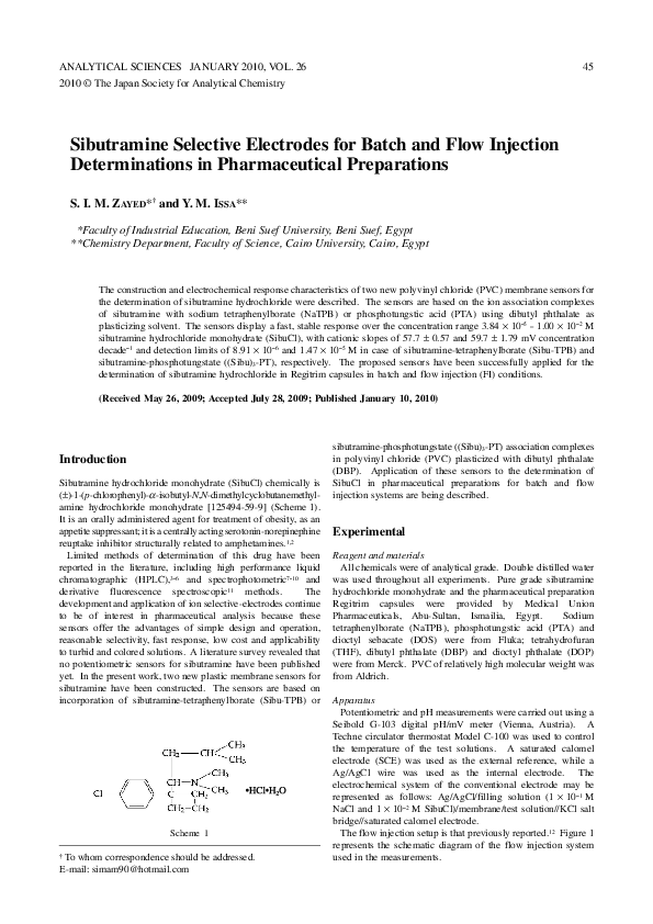 (PDF) Sibutramine Selective Electrodes for Batch and Flow Injection ...