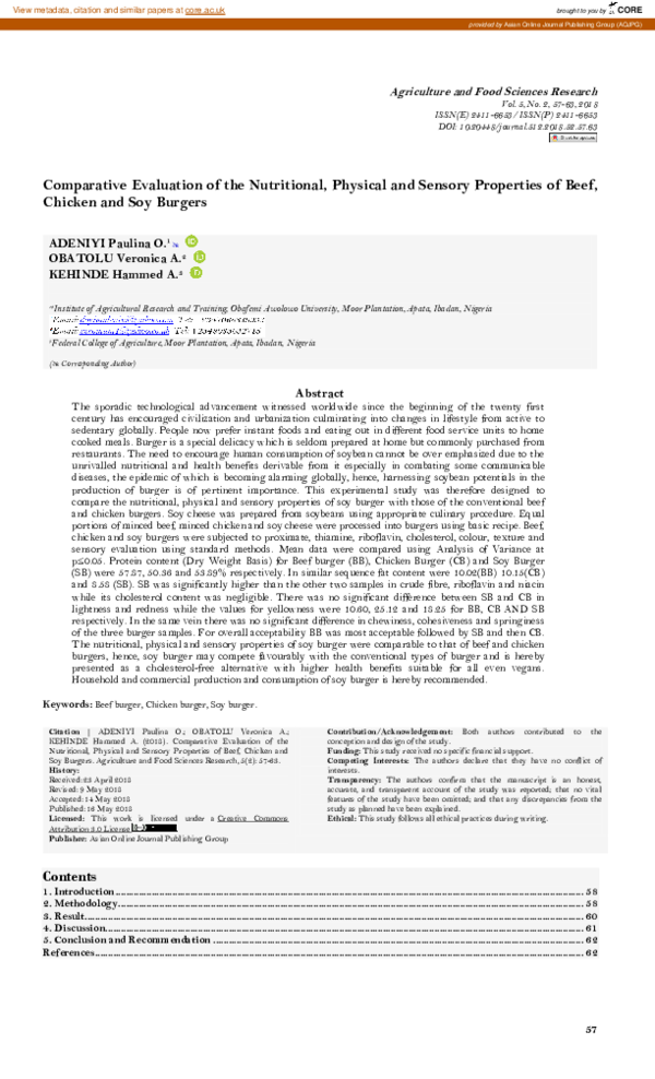 (PDF) Comparative Evaluation of the Nutritional, Physical and Sensory ...