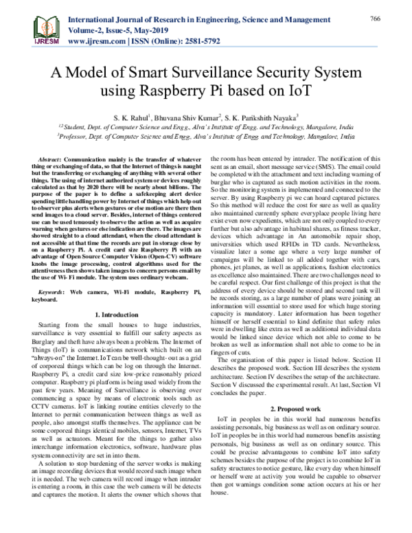 (PDF) A Model of Smart Surveillance Security System using Raspberry Pi ...