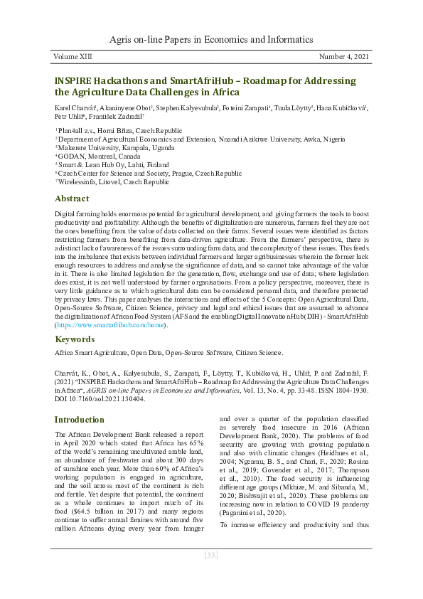 INSPIRE Hackathons and SmartAfriHub – Roadmap for Addressing the Agriculture Data Challenges in Africa