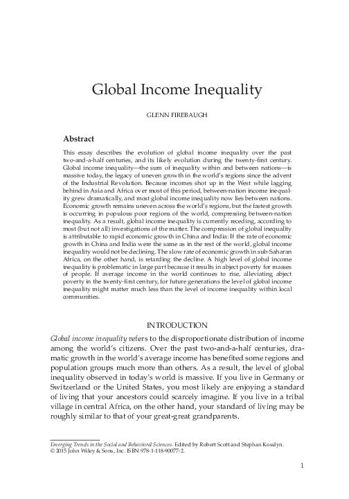 (PDF) Globalization and Global Inequalities: Recent Trends