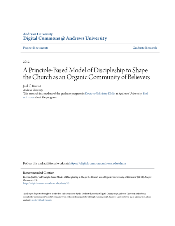 (PDF) A Principle-Based Model of Discipleship to Shape the Church as an ...