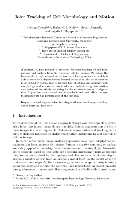 (PDF) Joint Tracking of Cell Morphology and Motion | Sohail Ahmed ...