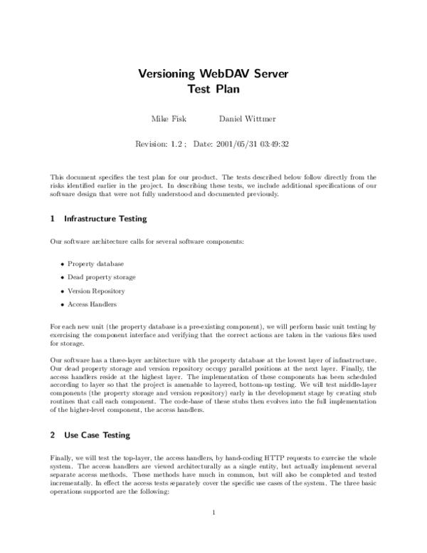 (PDF) Versioning WebDAV Server Test Plan