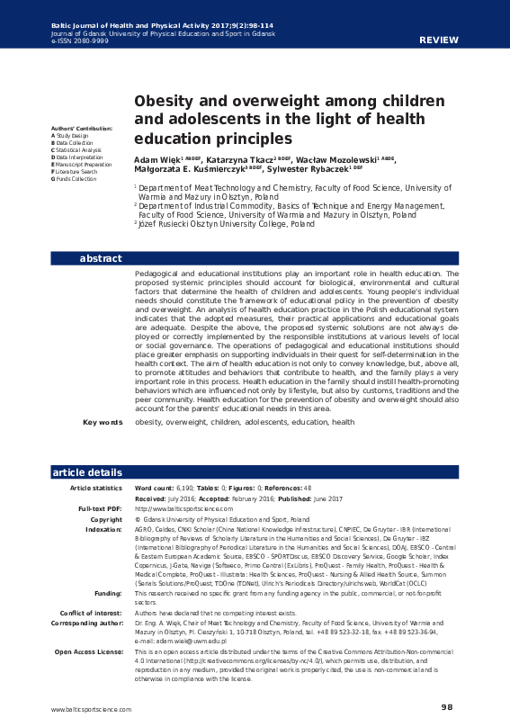 (PDF) Obesity and overweight among children and adolescents in the ...
