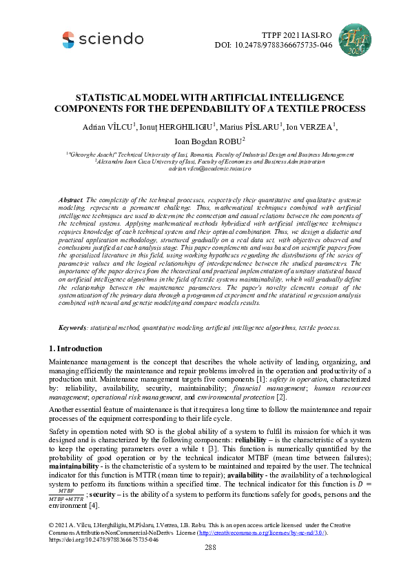 (PDF) Statistical Model with Artificial Intelligence Components for the ...