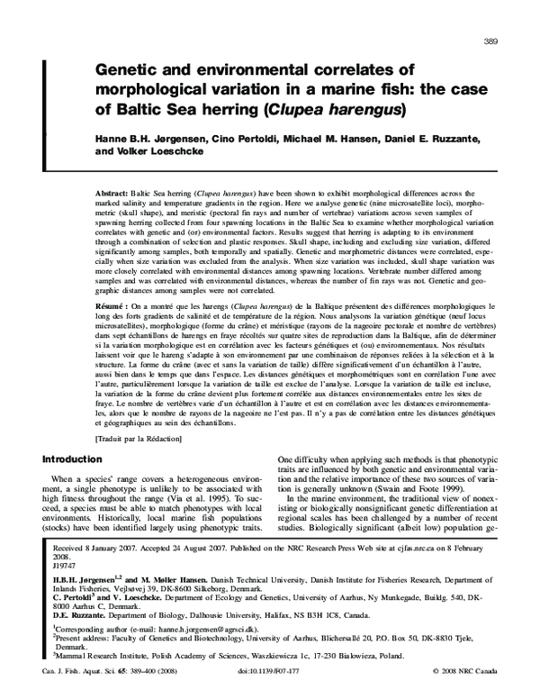 (PDF) Genetic and environmental correlates of morphological variation ...