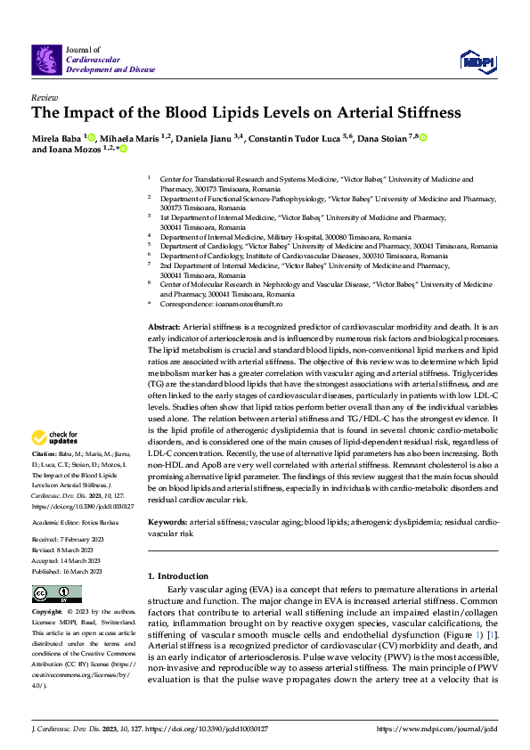 (PDF) The Impact of the Blood Lipids Levels on Arterial Stiffness