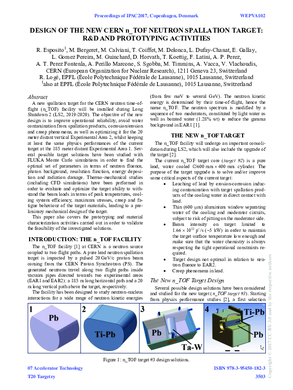 (PDF) JACoW : Design of the New CERN n_TOF Neutron Spallation Target ...