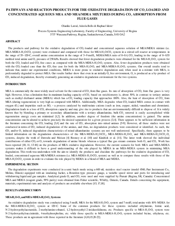 (PDF) Pathways and reaction products for the oxidative degradation of ...