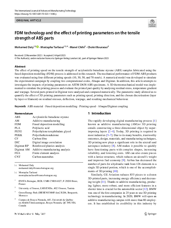 (PDF) FDM technology and the effect of printing parameters on the ...