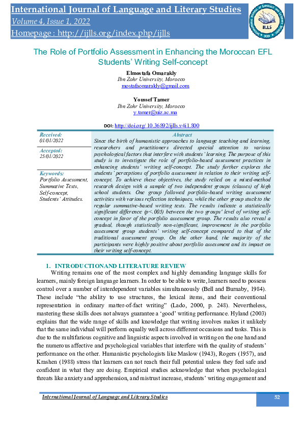 (PDF) The Role of Portfolio Assessment in Enhancing the Moroccan EFL ...