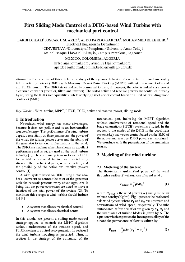 (PDF) Neural Sliding Mode Control of a DFIG Based Wind Turbine with ...