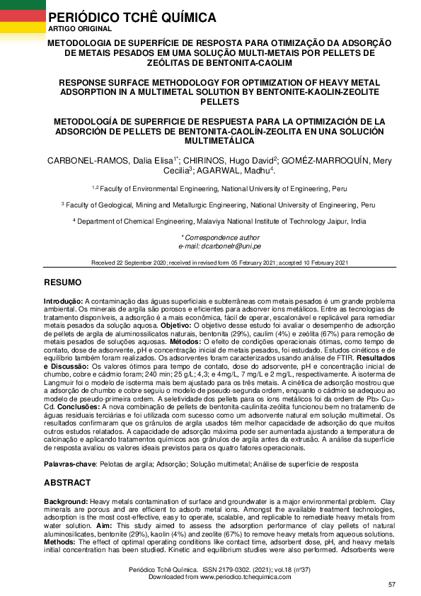 (PDF) Response Surface Methodology for Optimization of Heavy Metal ...