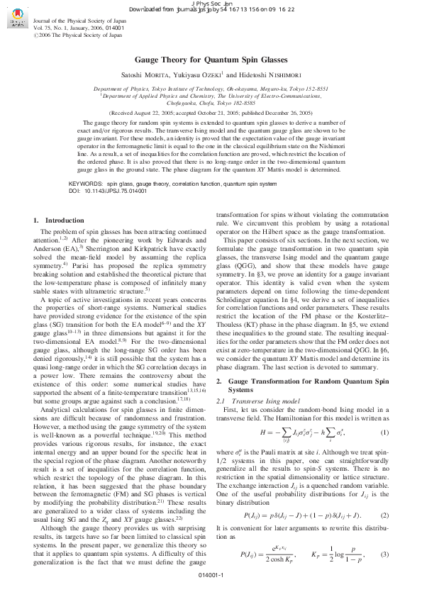 (PDF) Gauge Theory for Quantum Spin Glasses