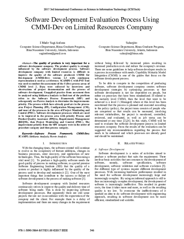(PDF) Software development evaluation process using CMMI-Dev on limited ...