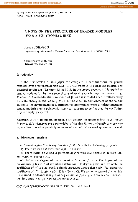 (PDF) A note on the structure of graded modules over a polynomial ring