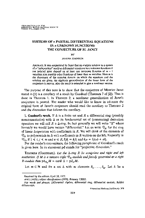 (PDF) Systems of $n$ partial differential equations in $n$ unknown ...