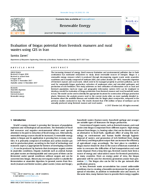 (PDF) Evaluation of biogas potential from livestock manures and rural ...