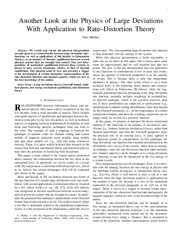 (PDF) Another Look at the Physics of Large Deviations With Application ...