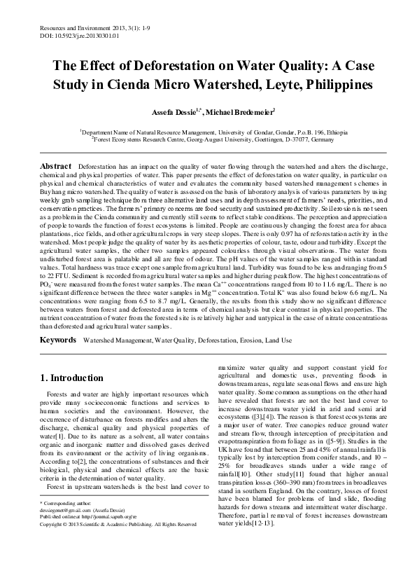 (PDF) The Effect of Deforestation on Water Quality: A Case