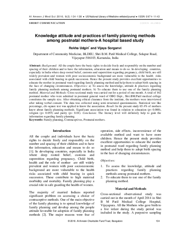 (PDF) Knowledge attitude and practices of family planning methods among ...