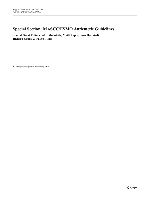 (PDF) Special Section: MASCC/ESMO Antiemetic Guidelines