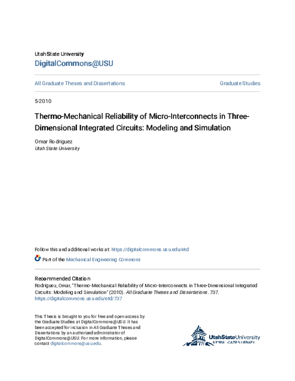 (PDF) Thermo-Mechanical Reliability of Micro-Interconnects in Three ...