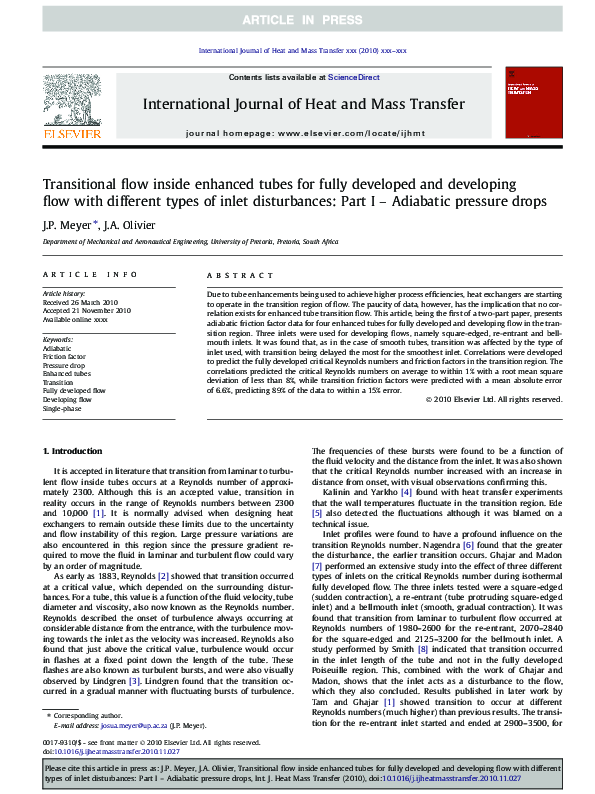 (PDF) Transitional flow inside enhanced tubes for fully developed and ...