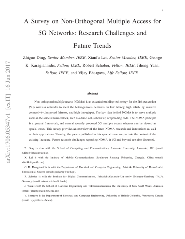 (PDF) A Survey on Non-Orthogonal Multiple Access for 5G Networks ...
