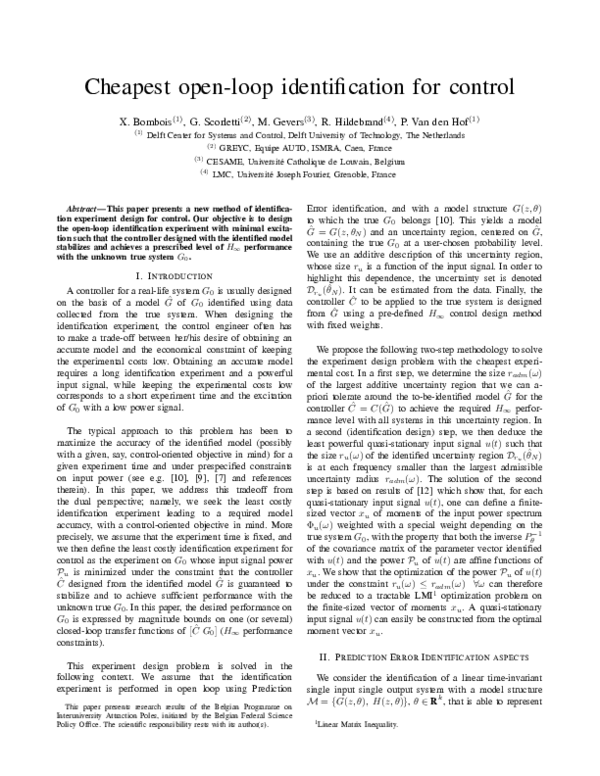 (PDF) Cheapest open-loop identification for control