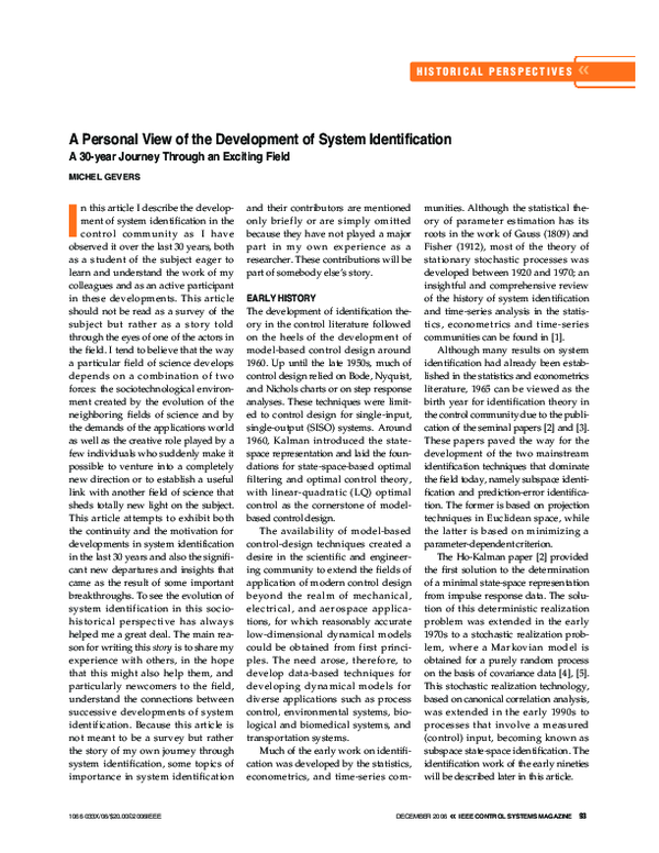 (PDF) A personal view of the development of system identification: A 30 ...