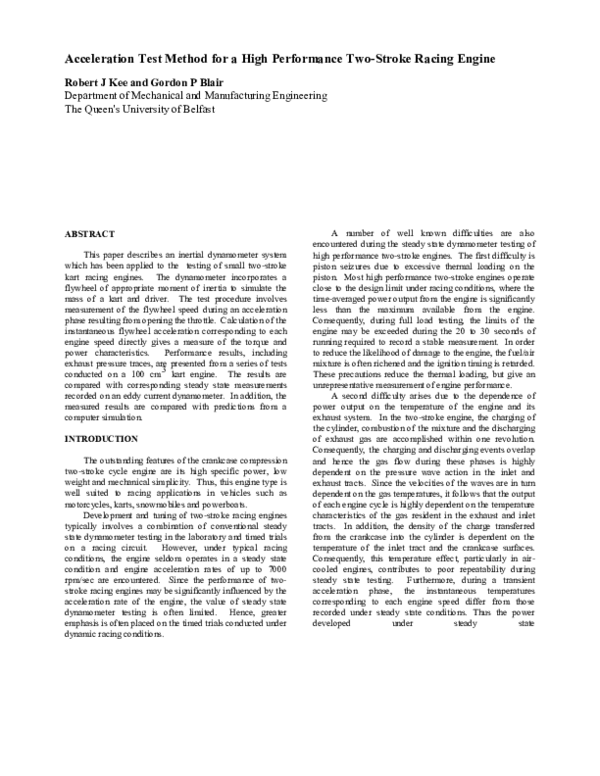 (PDF) Acceleration Test Method for a High Performance TwoStroke Racing