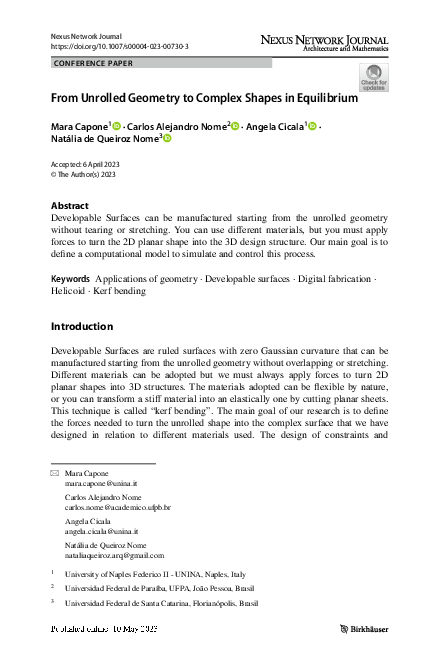 (PDF) From Unrolled Geometry to Complex Shapes in Equilibrium