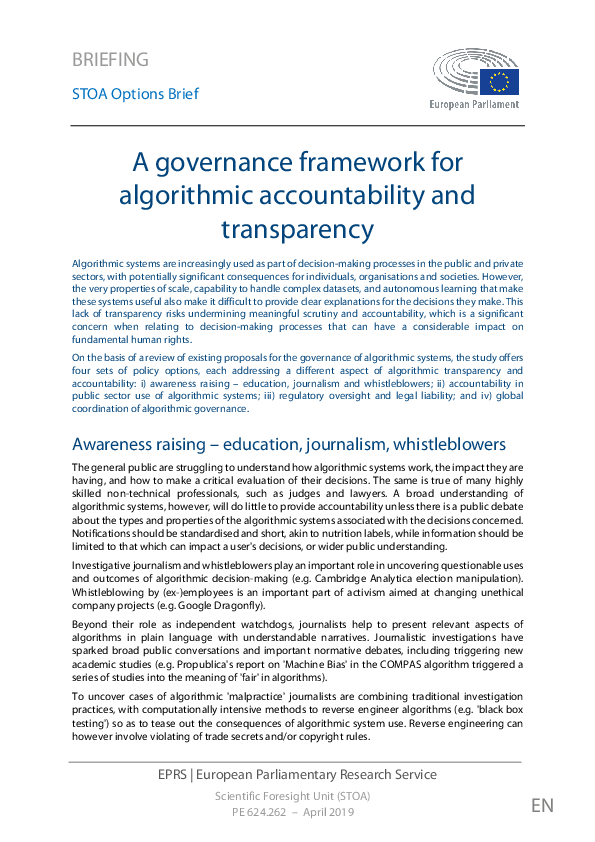 (PDF) A governance framework for algorithmic accountability and ...