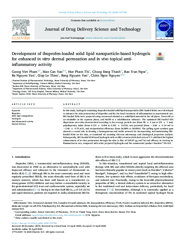 (PDF) Development of ibuprofen-loaded solid lipid nanoparticle-based ...