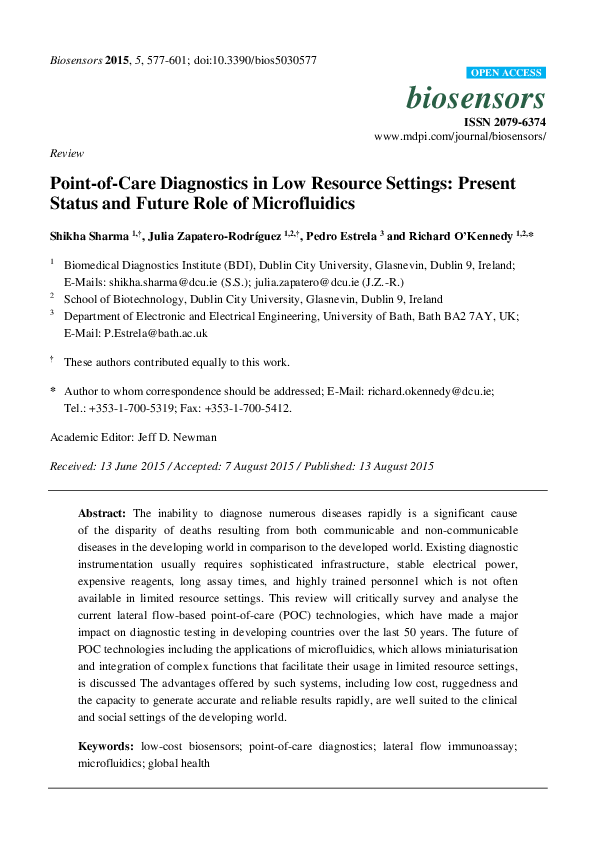 (PDF) Review Point-of-Care Diagnostics in Low Resource Settings ...