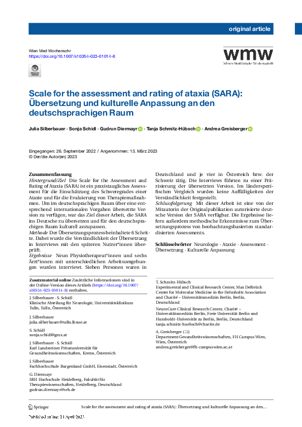 (PDF) Scale for the assessment and rating of ataxia (SARA): translation ...