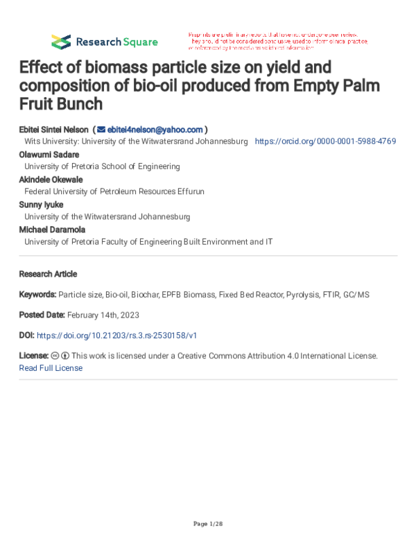 (PDF) Effect of biomass particle size on yield and composition of bio ...