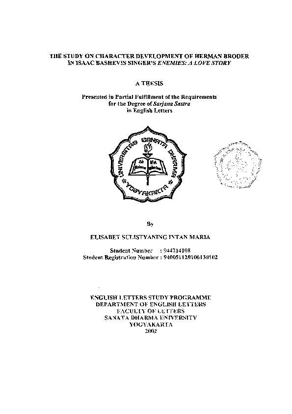 (PDF) The study on character development of Herman Broder in Isaac ...