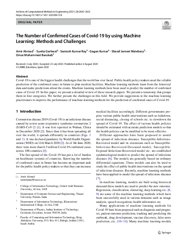 (PDF) The Number of Confirmed Cases of Covid-19 by using Machine ...