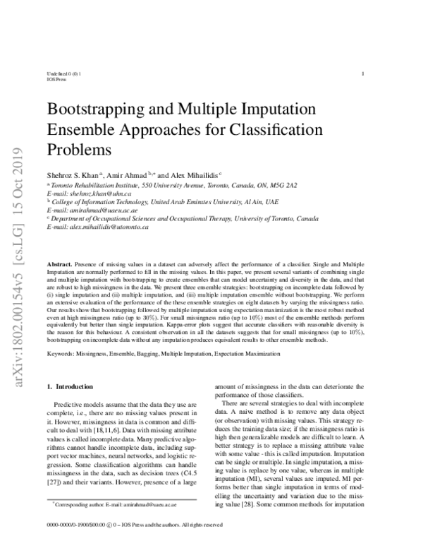 (PDF) Bootstrapping and Multiple Imputation Ensemble Approaches for ...