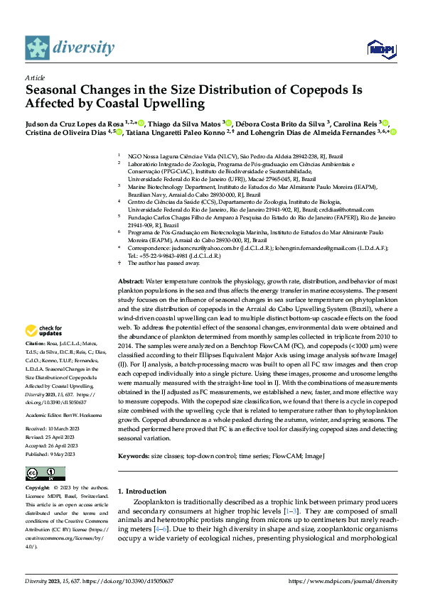 (PDF) Seasonal Changes in the Size Distribution of Copepods Is Affected ...