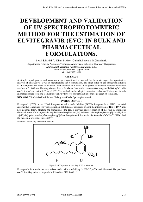 (PDF) Development and Validation of Uv Spectrophotometric Method for ...
