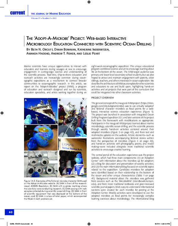 (PDF) the 'adoPt-a-Microbe' Project: web-baSed interactive MicrobioloGy ...