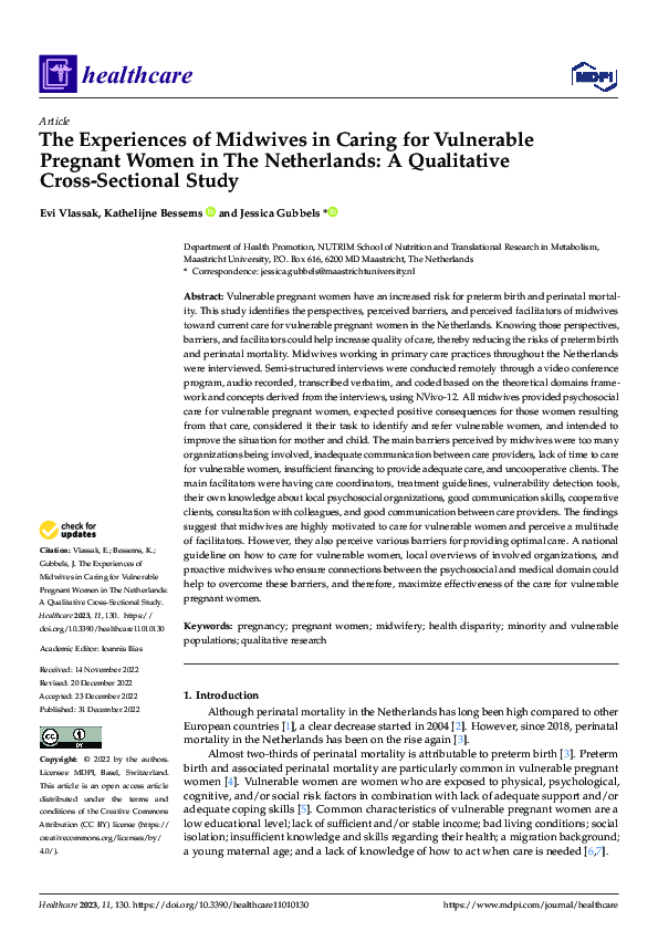 (PDF) The Experiences of Midwives in Caring for Vulnerable Pregnant ...