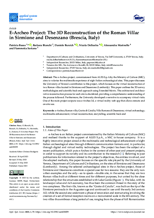 (PDF) E-Archeo Project: The 3D Reconstruction of the Roman Villae in ...